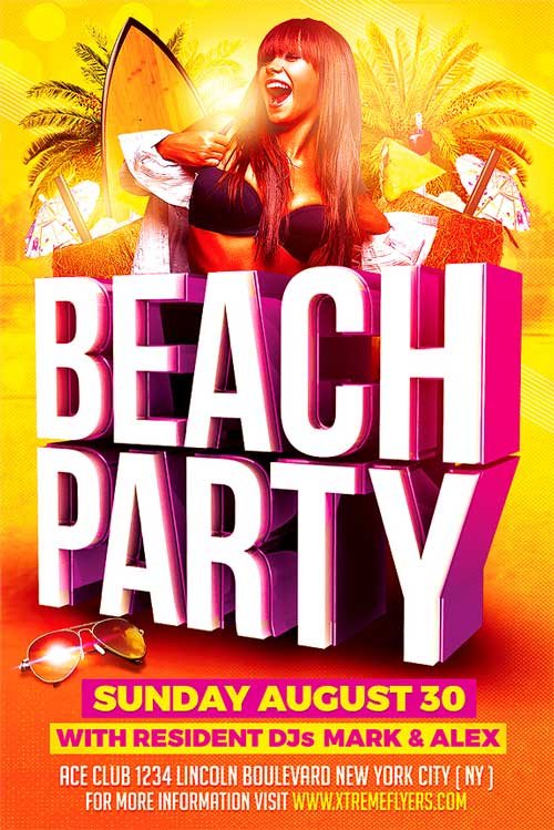 Beach Summer Party Flyer Template