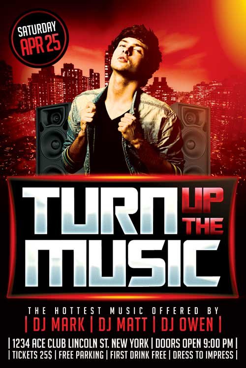 Turn Up The Music Flyer Template