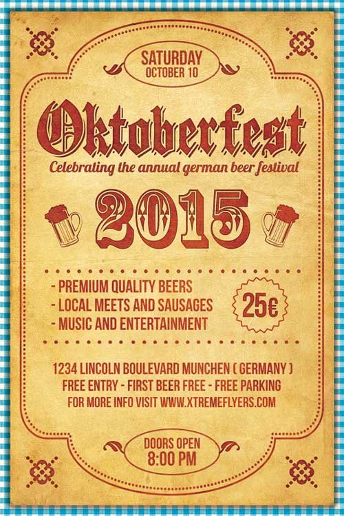 Vintage Oktoberfest Flyer Template PSD