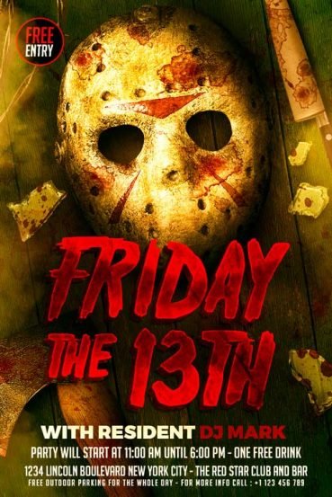FREE Friday the 13th Flyer Template